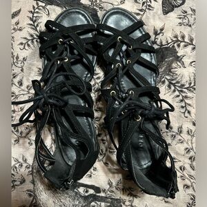 Women’s Black Lace Up Gladiator Sandals